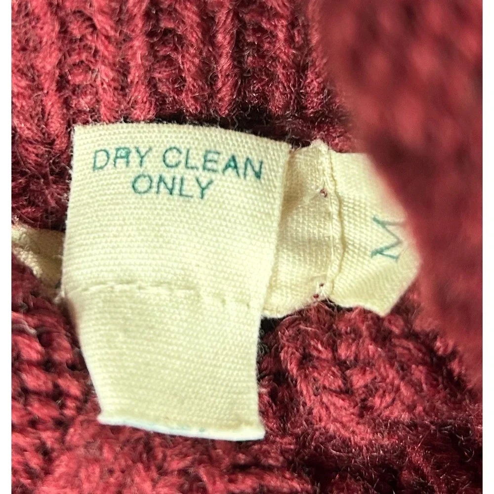 J. Crew Wool Cable Knit‎ Turtleneck Sweater Dress Women's M Burgundy Chunky Luxe